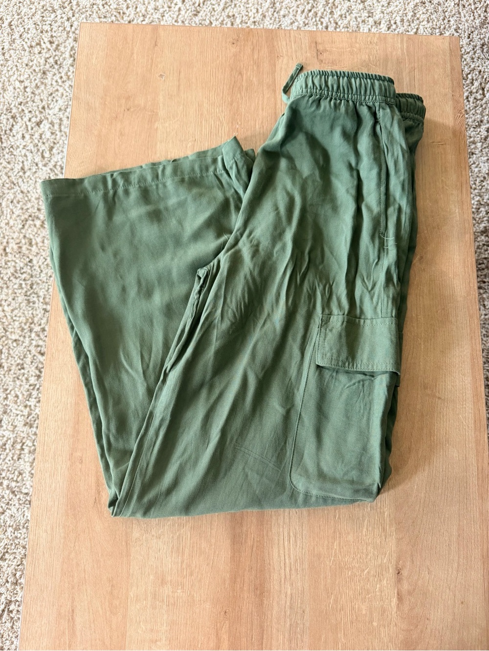 Girl's Olive Green Casual Cargo Pants